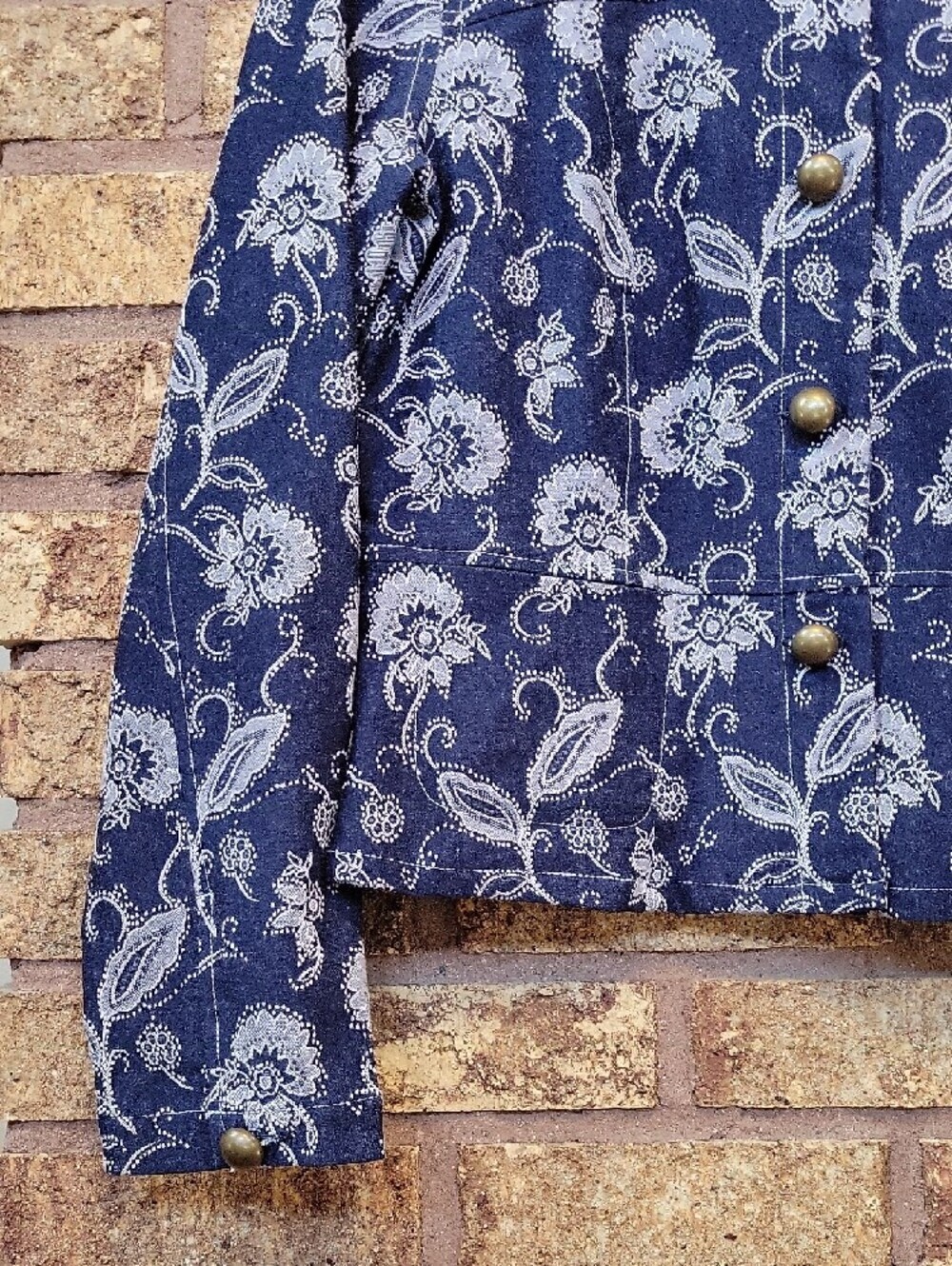 Bamboo Trader Jacquard Floral Embroidered Jacket Size Large Stretch - Picture 6 of 15